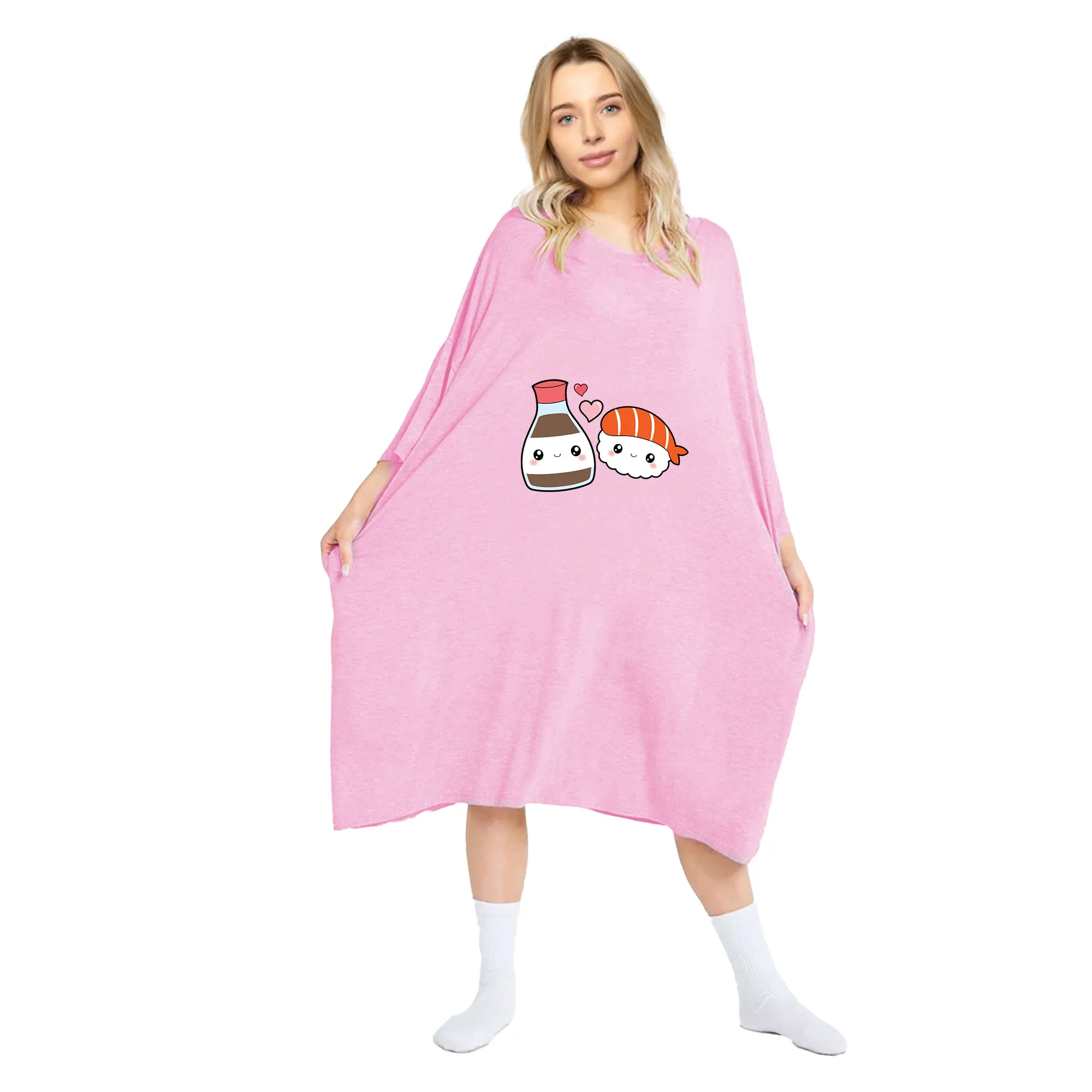 Sushi Print Oversized Tee