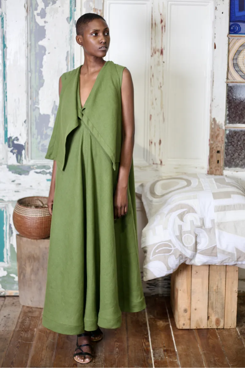 THE CLOTH Anthurium Double Flare Linen Dress