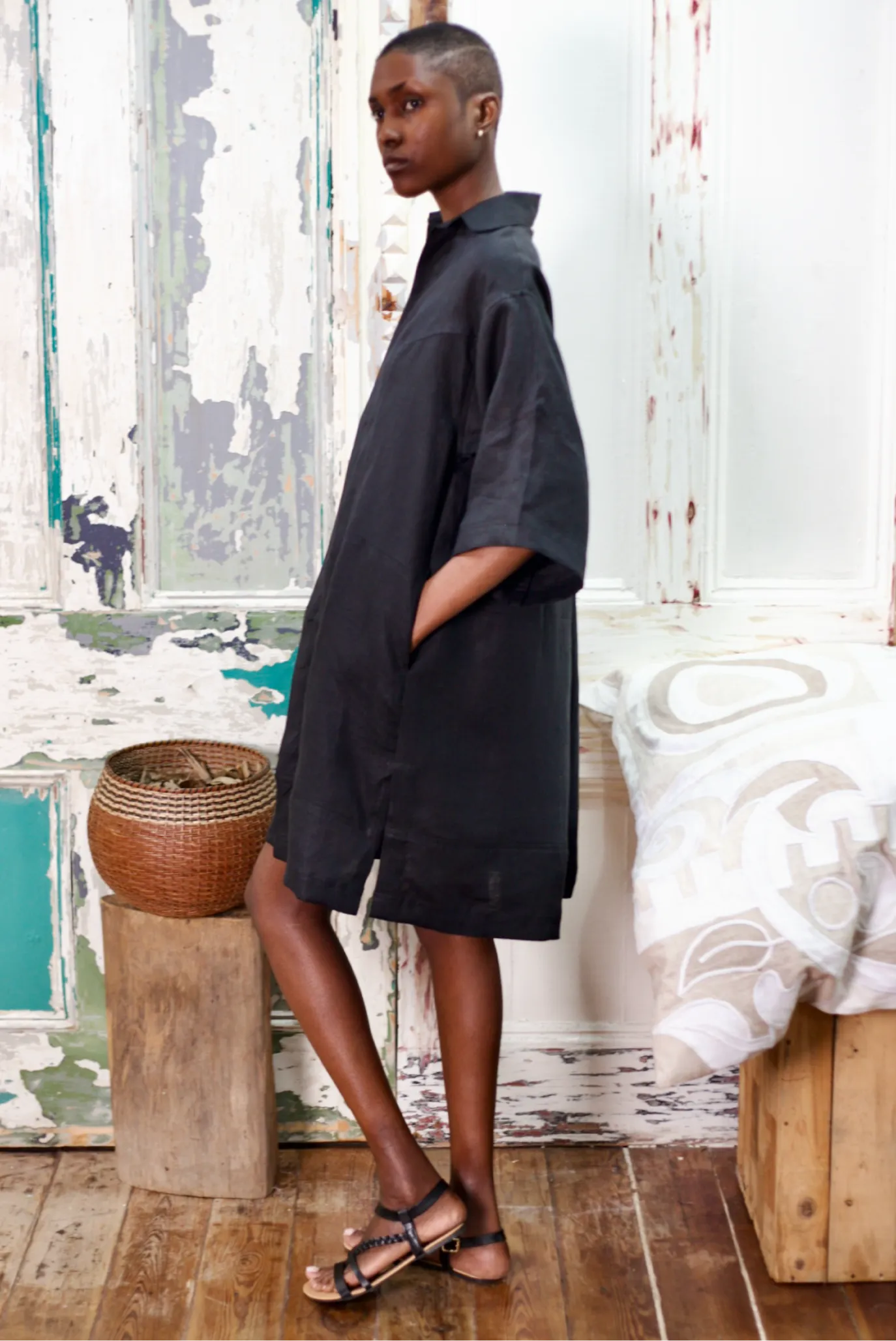 THE CLOTH Rae Baltic Linen Shirt Dress