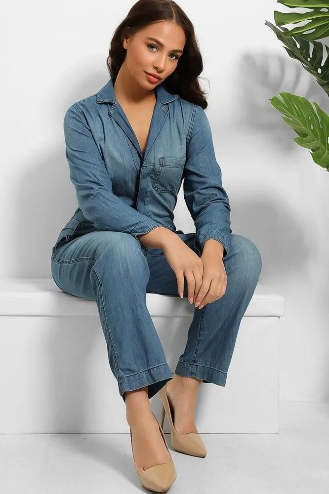 Thin Denim Lazy Fit Boiler Jumpsuit