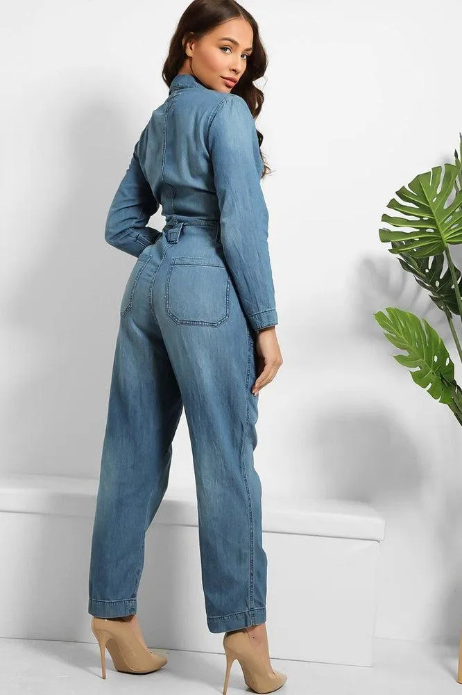 Thin Denim Lazy Fit Boiler Jumpsuit