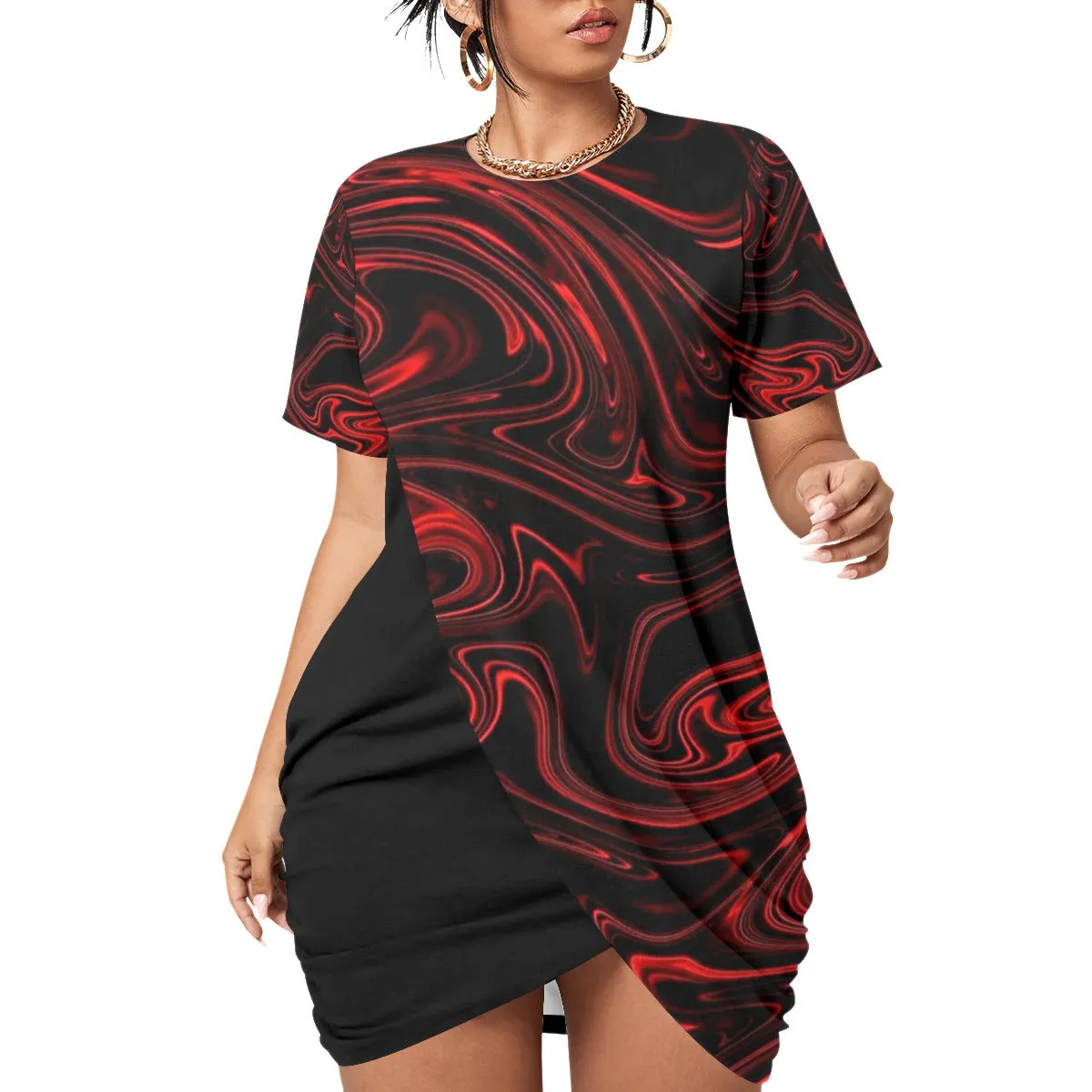 TRP Maze 01-01 Designer Stacked Hem Plus Size Mini Dress