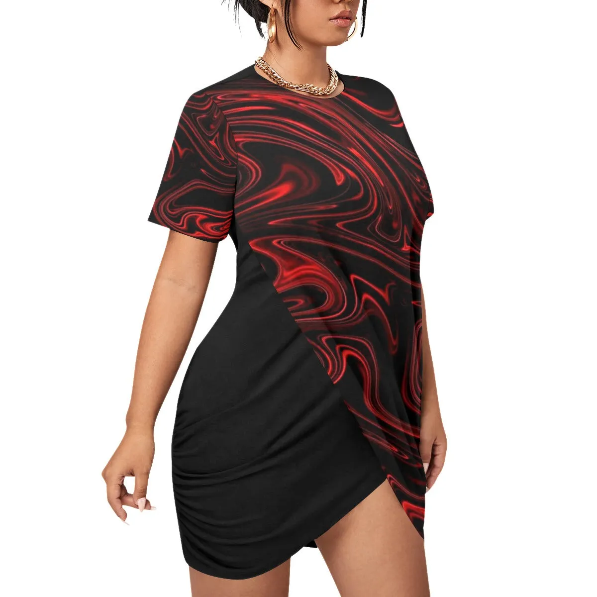 TRP Maze 01-01 Designer Stacked Hem Plus Size Mini Dress