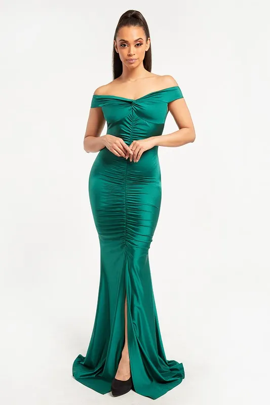 Twisted Off shoulder Mermaid maxi dress