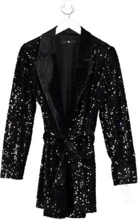 Very Black X Carol Byrne Sequin Belted Blazer UK 10