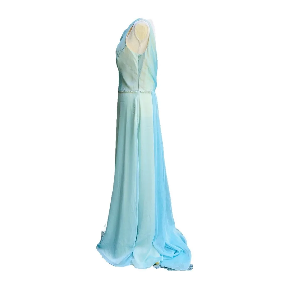 Vintage 1980s Blue Chiffon Gown by Bill Levcoff. Vintage Bride or Bridesmaid Dress.