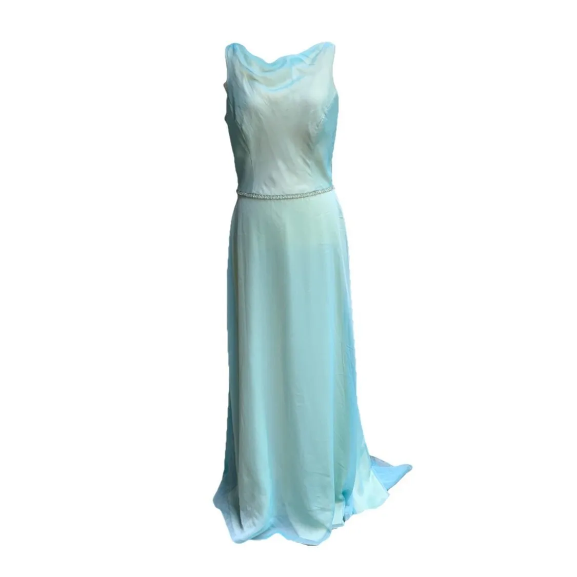 Vintage 1980s Blue Chiffon Gown by Bill Levcoff. Vintage Bride or Bridesmaid Dress.