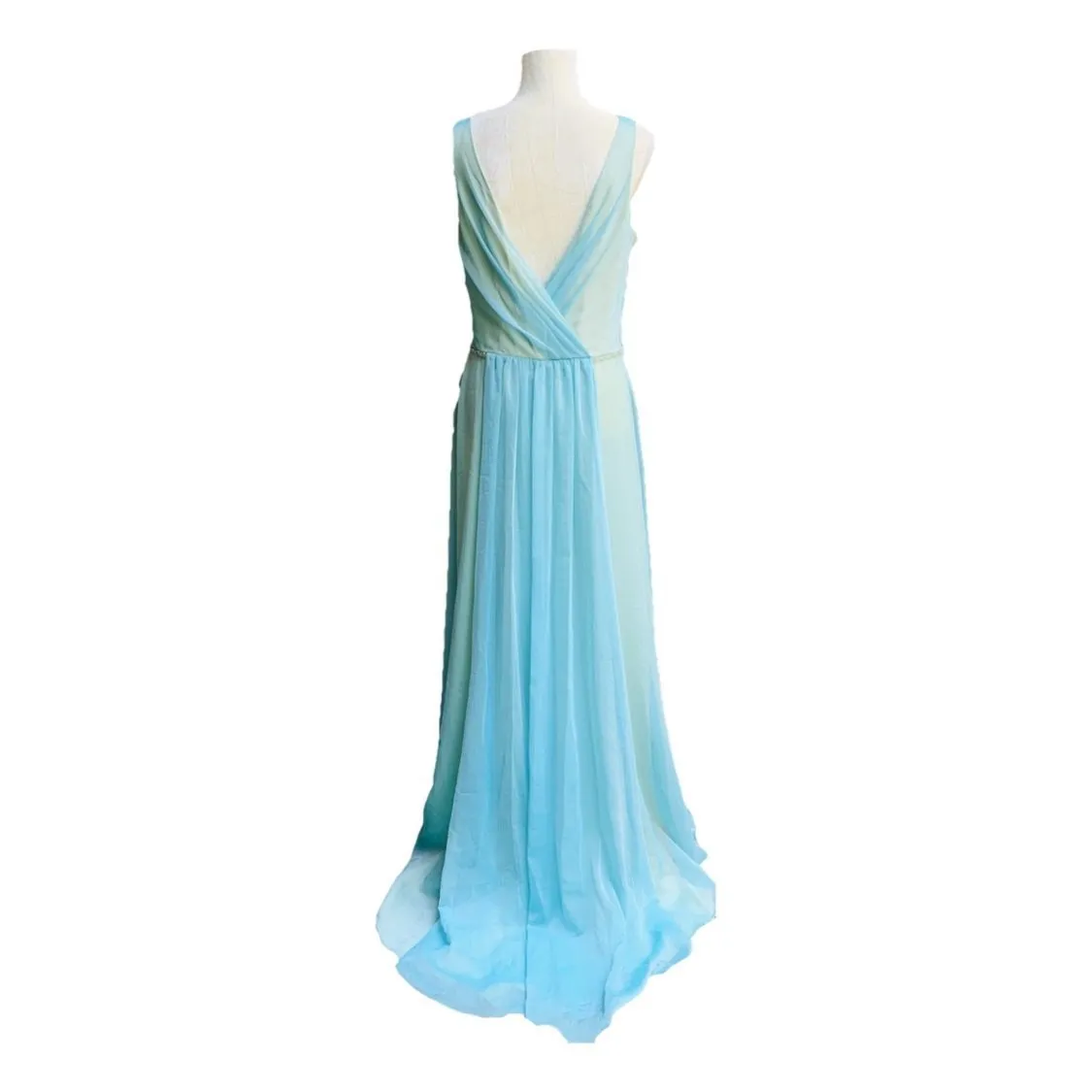 Vintage 1980s Blue Chiffon Gown by Bill Levcoff. Vintage Bride or Bridesmaid Dress.