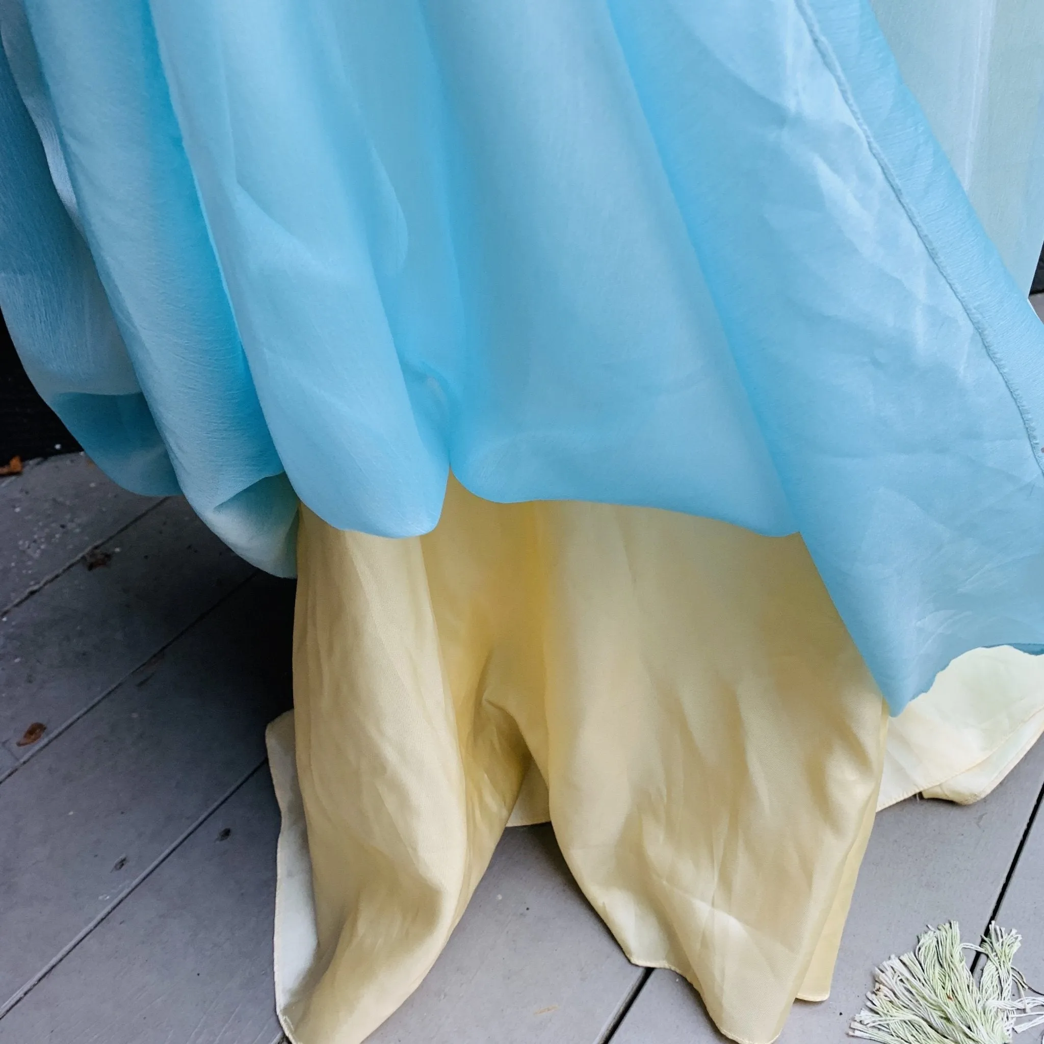 Vintage 1980s Blue Chiffon Gown by Bill Levcoff. Vintage Bride or Bridesmaid Dress.