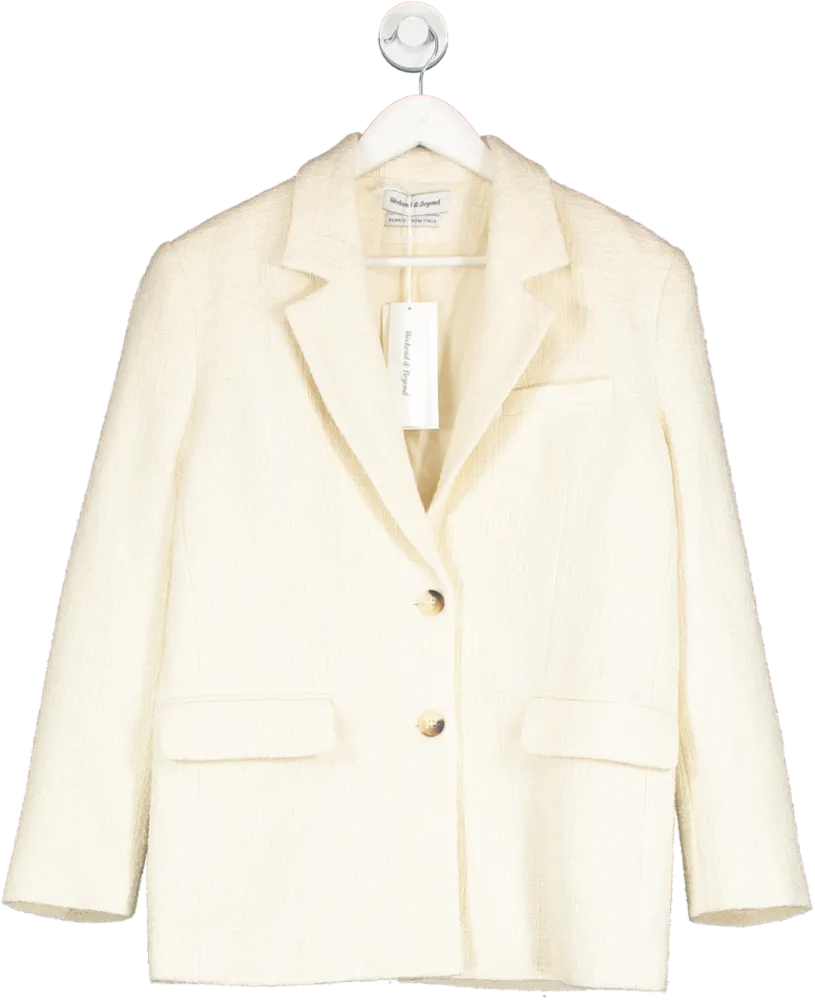 Weekend and Beyond Cream Meryl Tweed Blazer UK S