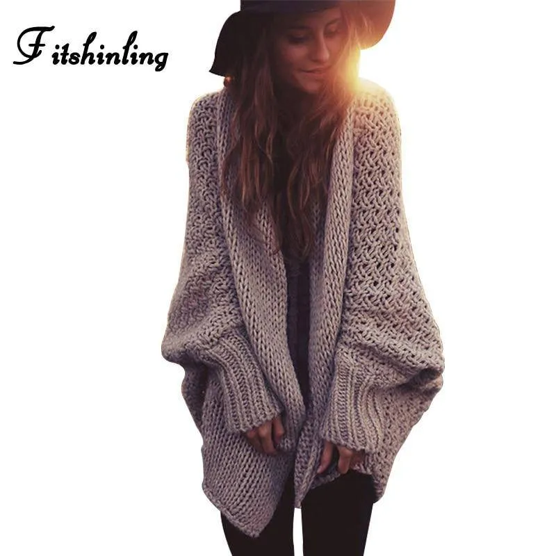 Winter Cardigans For Women Oversize Batwing Sleeves Long Cardigan