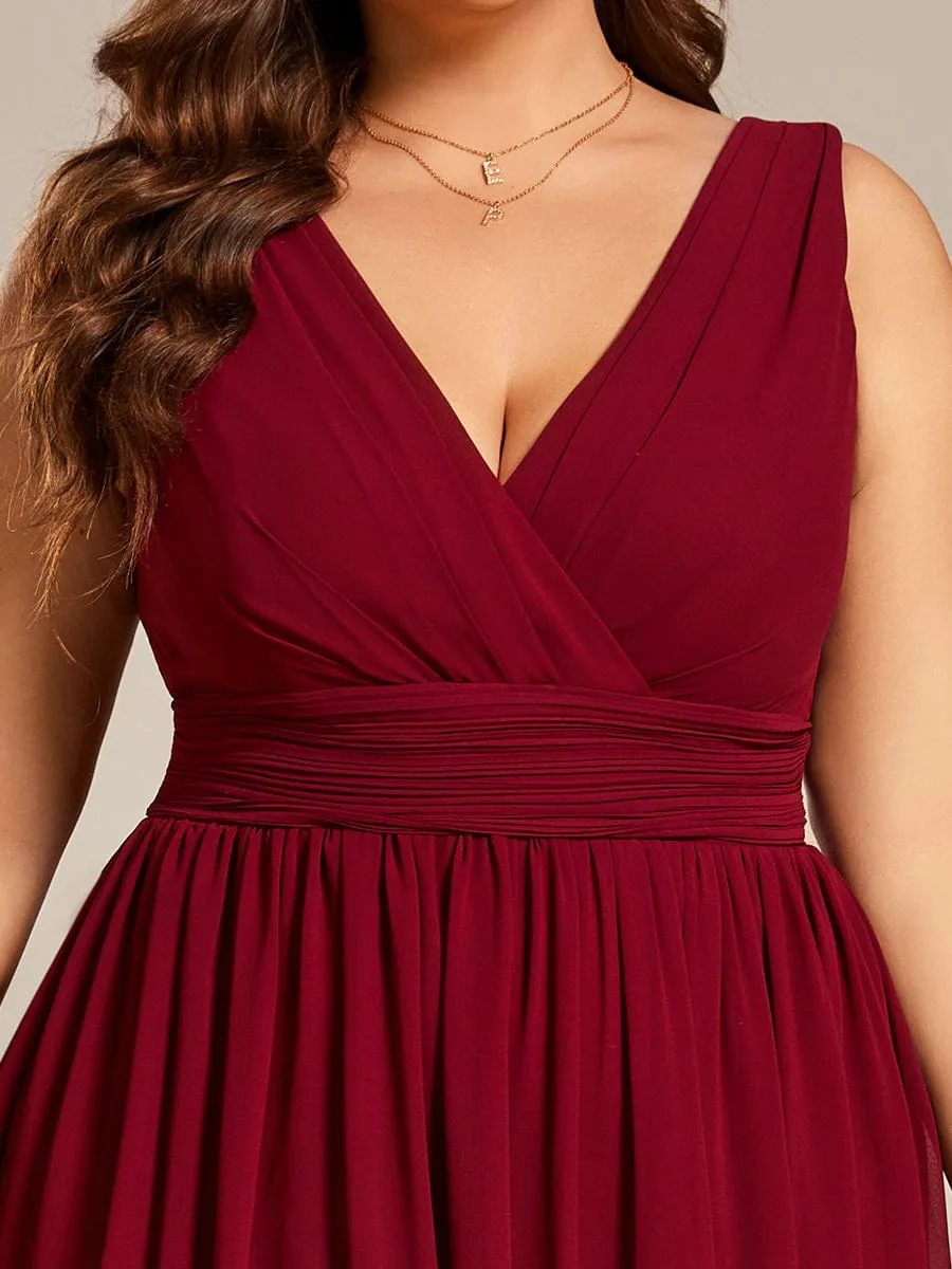 Women Sleeveless V Neck Short Bridesmaid Dress