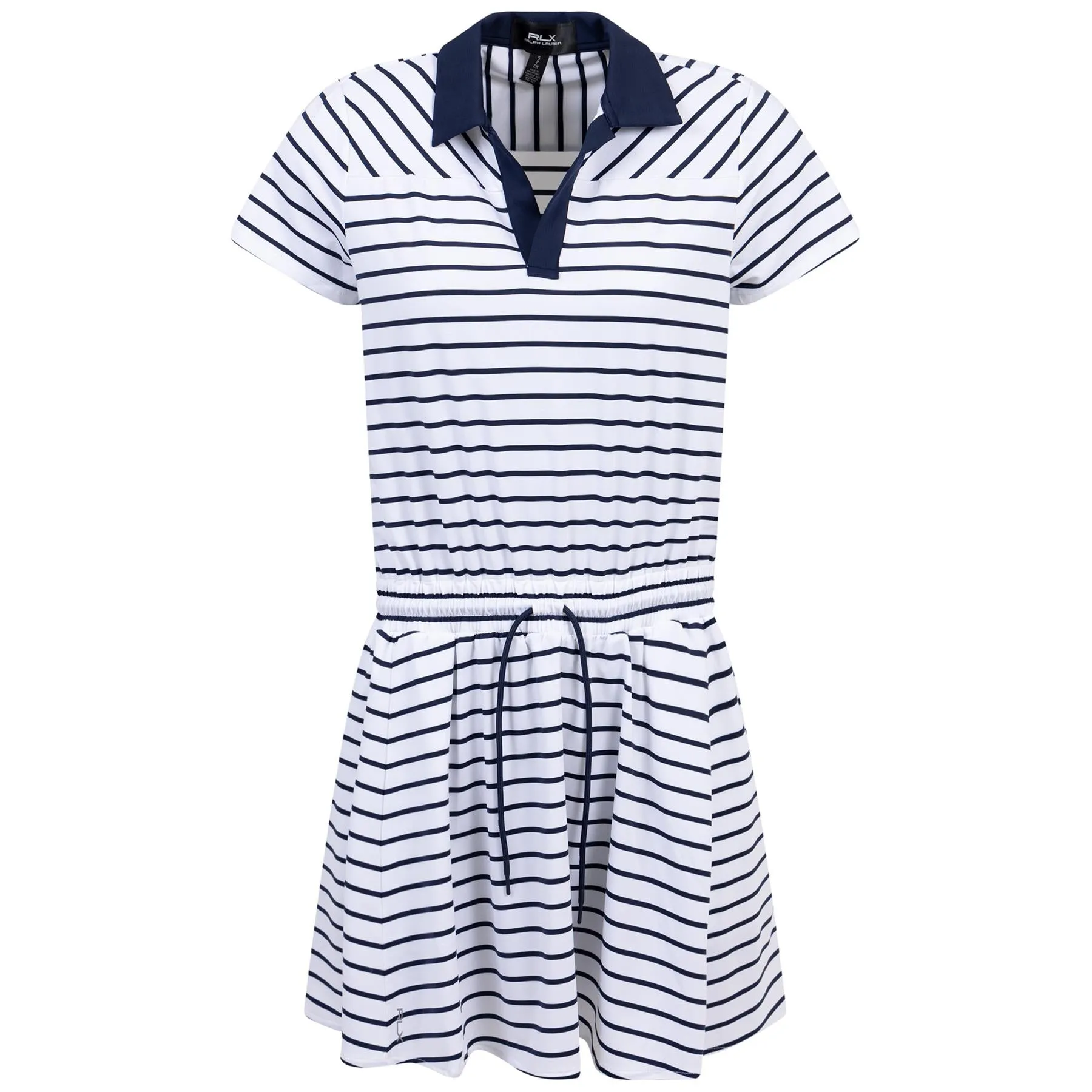 Womens RLX Short Sleeve Collared Stripe Dress White/Navy - SS24