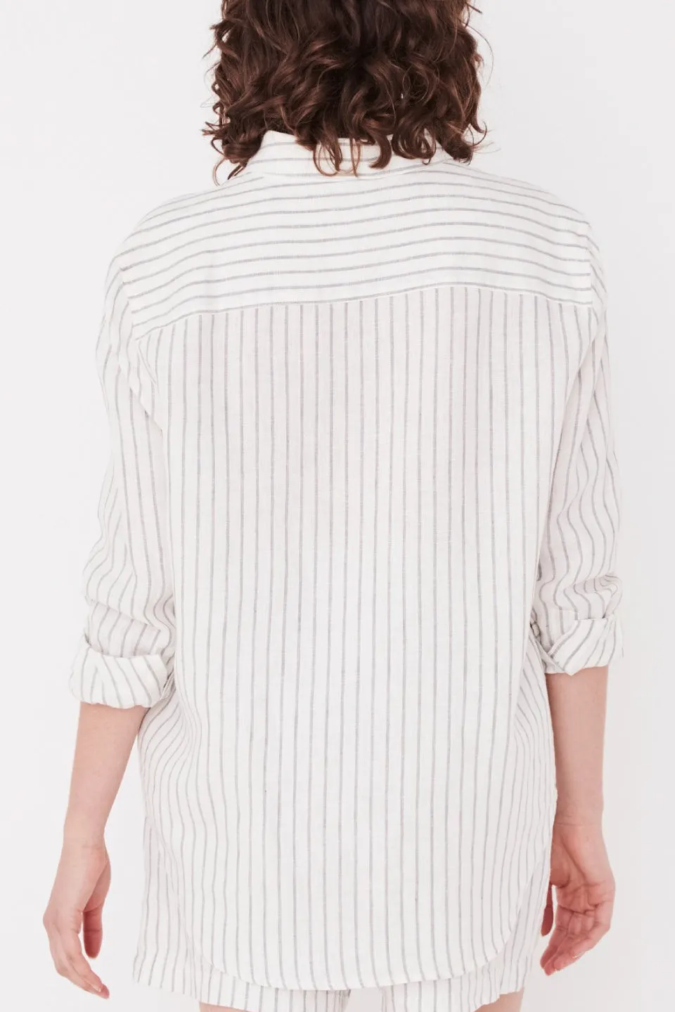 Xander White Airlie Stripe Linen Shirt