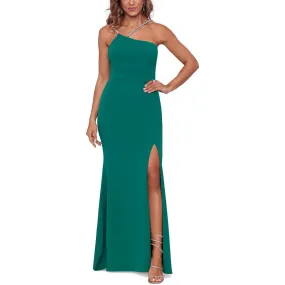 Xscape Womens Petites One Shoulder Long Evening Dress