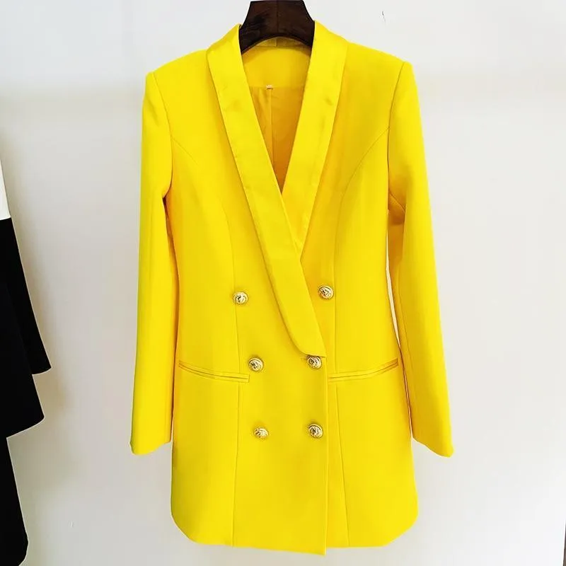 Yellow Tuxedo Blazer Dress- Double Breasted