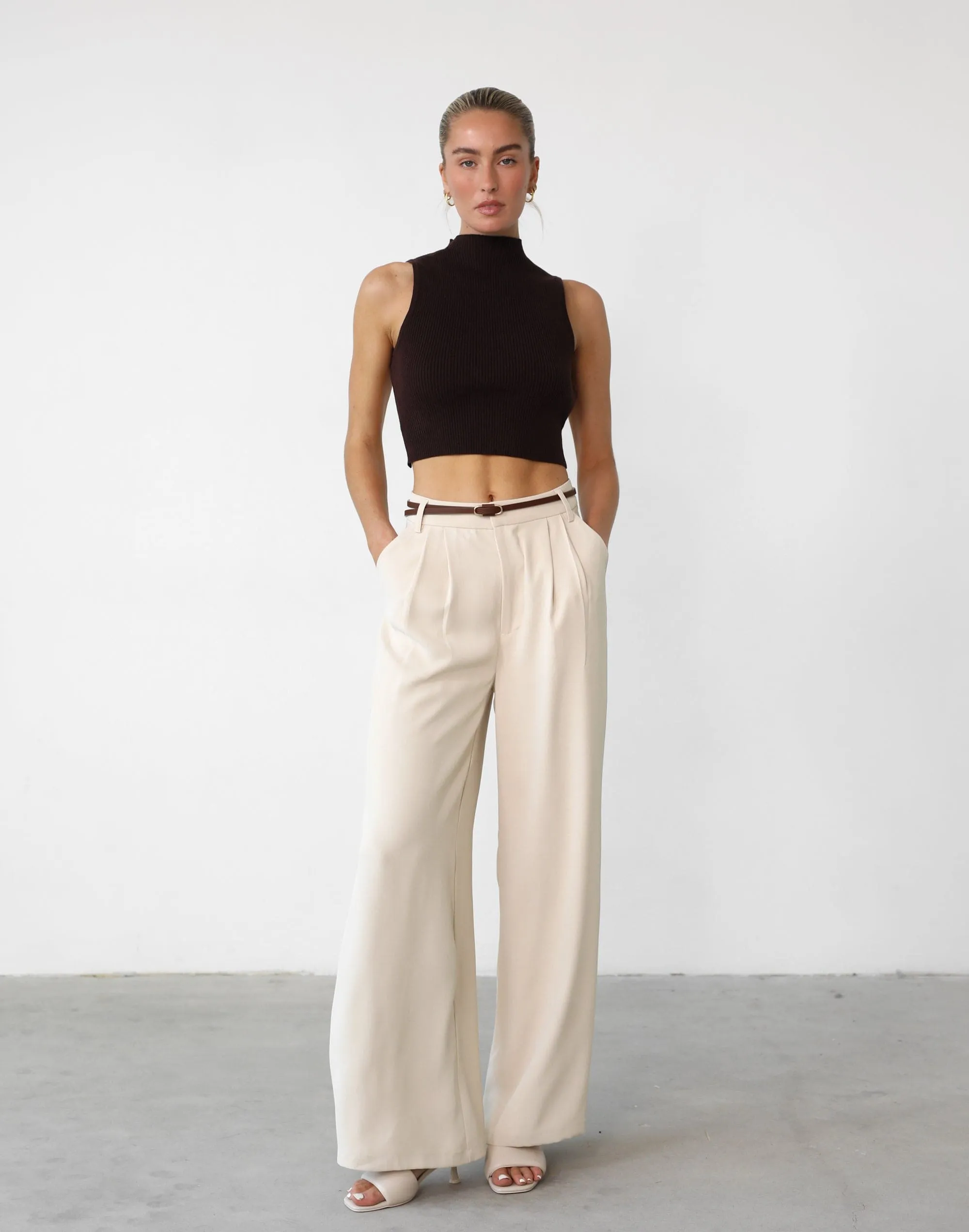 Zamora Knit Crop Top (Chocolate)