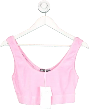 ZARA Pink Terry Towelling Crop Top UK M